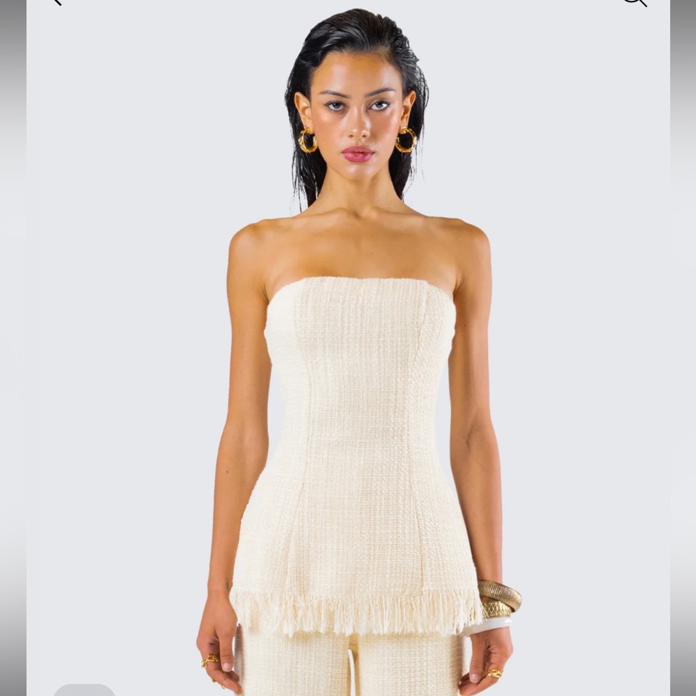 Finesse Havana’s Ivory Tweed Strapless Top